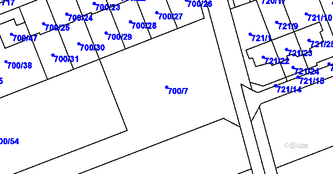 Parcela st. 700/7 v KÚ Nemilany, Katastrální mapa