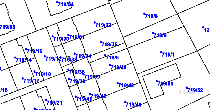 Parcela st. 719/6 v KÚ Nemilany, Katastrální mapa