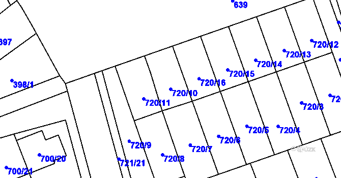 Parcela st. 720/10 v KÚ Nemilany, Katastrální mapa