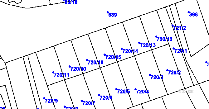 Parcela st. 720/15 v KÚ Nemilany, Katastrální mapa