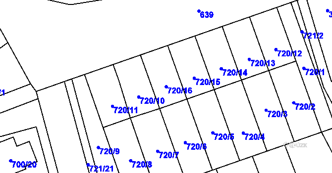 Parcela st. 720/16 v KÚ Nemilany, Katastrální mapa