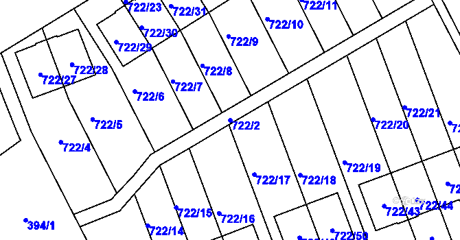 Parcela st. 722/2 v KÚ Nemilany, Katastrální mapa