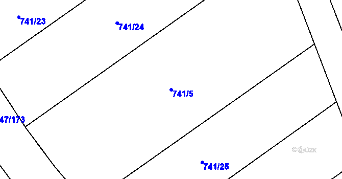 Parcela st. 741/5 v KÚ Nemilany, Katastrální mapa