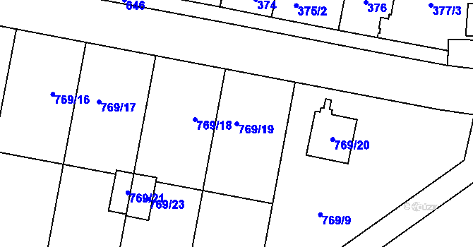 Parcela st. 769/19 v KÚ Nemilany, Katastrální mapa
