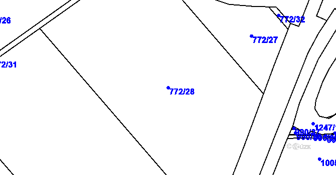 Parcela st. 772/28 v KÚ Nemilany, Katastrální mapa