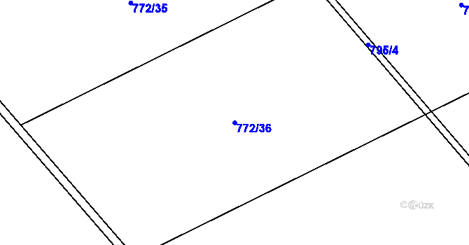 Parcela st. 772/36 v KÚ Nemilany, Katastrální mapa