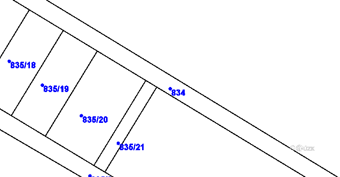 Parcela st. 834 v KÚ Nemilany, Katastrální mapa