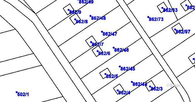 Parcela st. 862/6 v KÚ Nemilany, Katastrální mapa