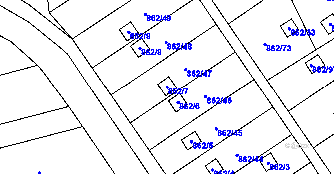 Parcela st. 862/7 v KÚ Nemilany, Katastrální mapa