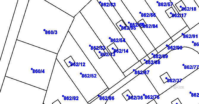 Parcela st. 862/13 v KÚ Nemilany, Katastrální mapa
