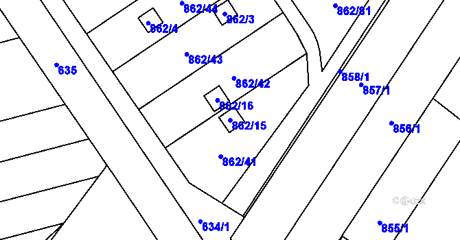 Parcela st. 862/15 v KÚ Nemilany, Katastrální mapa