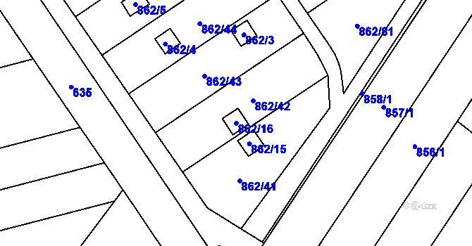 Parcela st. 862/16 v KÚ Nemilany, Katastrální mapa