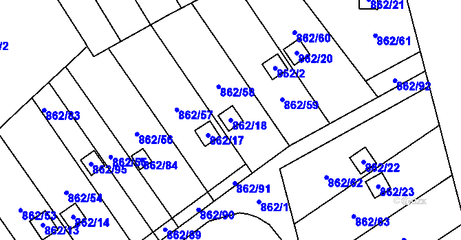 Parcela st. 862/18 v KÚ Nemilany, Katastrální mapa