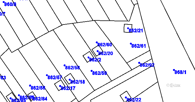 Parcela st. 862/20 v KÚ Nemilany, Katastrální mapa