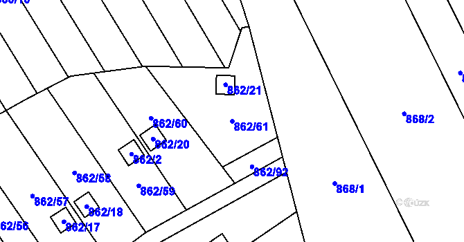 Parcela st. 862/61 v KÚ Nemilany, Katastrální mapa