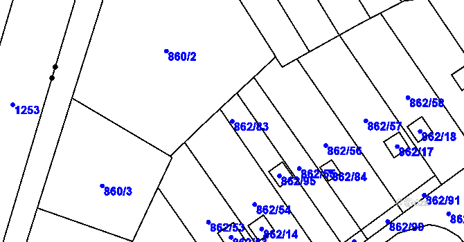 Parcela st. 862/83 v KÚ Nemilany, Katastrální mapa