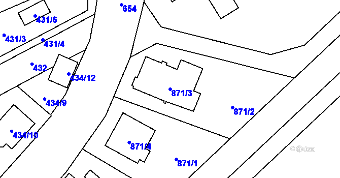 Parcela st. 871/3 v KÚ Nemilany, Katastrální mapa