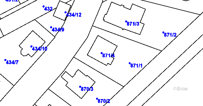 Parcela st. 871/4 v KÚ Nemilany, Katastrální mapa