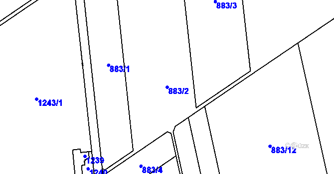 Parcela st. 883/2 v KÚ Nemilany, Katastrální mapa