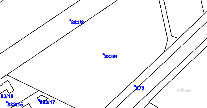 Parcela st. 883/9 v KÚ Nemilany, Katastrální mapa