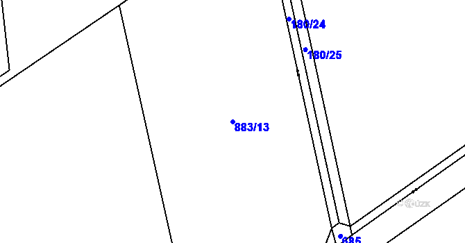 Parcela st. 883/13 v KÚ Nemilany, Katastrální mapa