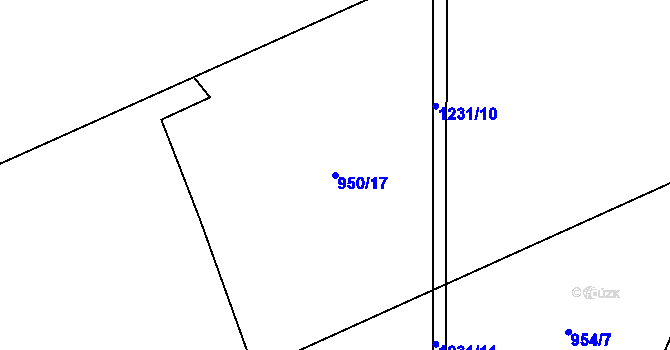 Parcela st. 950/17 v KÚ Nemilany, Katastrální mapa