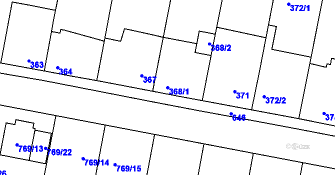 Parcela st. 368/1 v KÚ Nemilany, Katastrální mapa