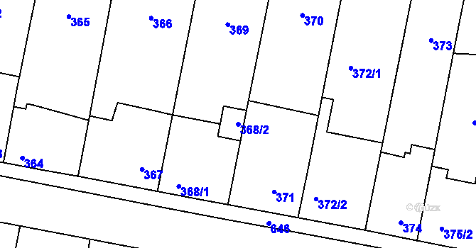 Parcela st. 368/2 v KÚ Nemilany, Katastrální mapa