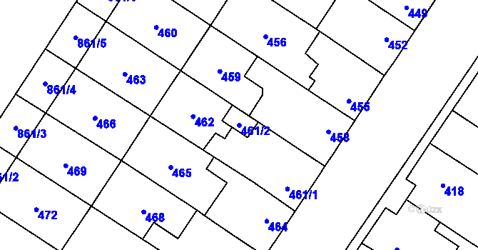 Parcela st. 461/2 v KÚ Nemilany, Katastrální mapa