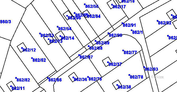 Parcela st. 862/88 v KÚ Nemilany, Katastrální mapa