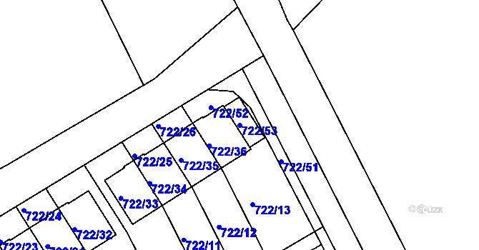 Parcela st. 722/53 v KÚ Nemilany, Katastrální mapa