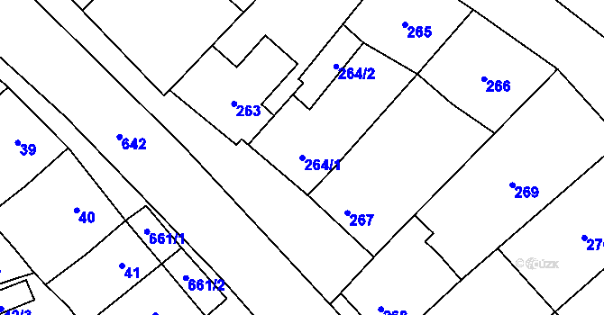 Parcela st. 264/1 v KÚ Nemilany, Katastrální mapa