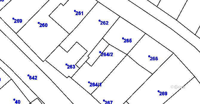 Parcela st. 264/2 v KÚ Nemilany, Katastrální mapa