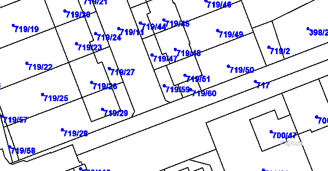 Parcela st. 719/59 v KÚ Nemilany, Katastrální mapa