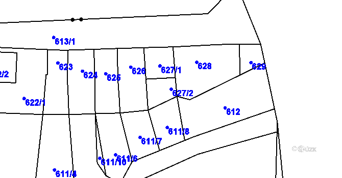 Parcela st. 627/2 v KÚ Nemilany, Katastrální mapa