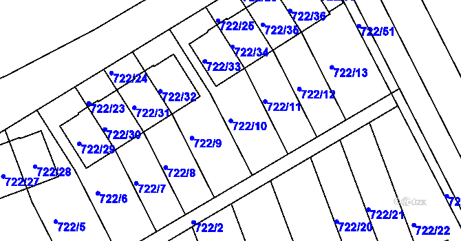 Parcela st. 722/10 v KÚ Nemilany, Katastrální mapa