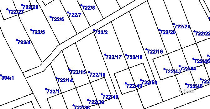 Parcela st. 722/17 v KÚ Nemilany, Katastrální mapa