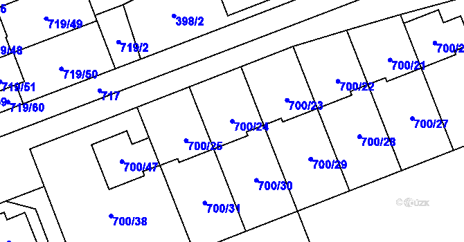 Parcela st. 700/24 v KÚ Nemilany, Katastrální mapa