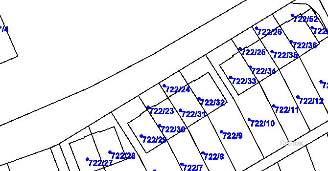 Parcela st. 722/24 v KÚ Nemilany, Katastrální mapa