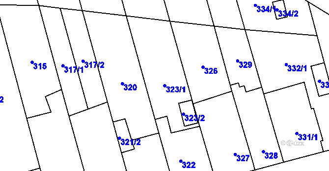 Parcela st. 323/1 v KÚ Nemilany, Katastrální mapa