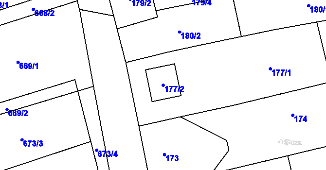 Parcela st. 177/2 v KÚ Nemilany, Katastrální mapa