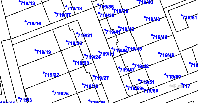 Parcela st. 719/11 v KÚ Nemilany, Katastrální mapa