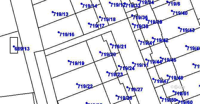 Parcela st. 719/20 v KÚ Nemilany, Katastrální mapa