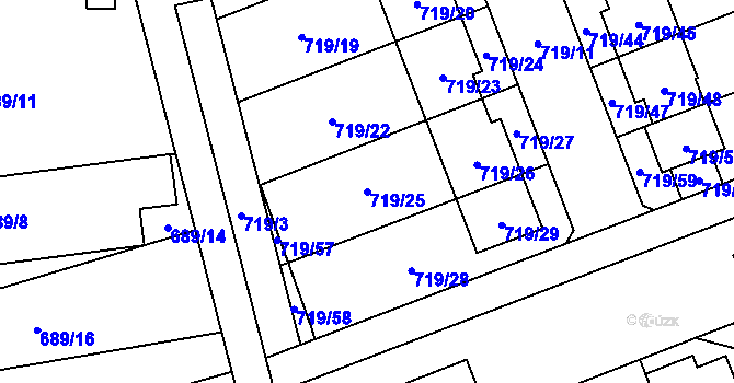 Parcela st. 719/25 v KÚ Nemilany, Katastrální mapa