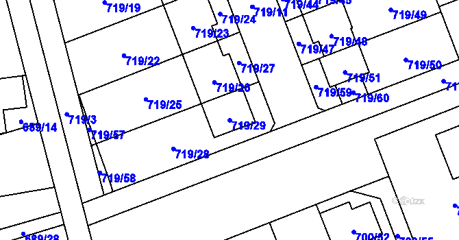 Parcela st. 719/29 v KÚ Nemilany, Katastrální mapa