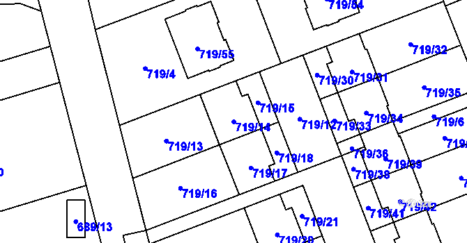 Parcela st. 719/14 v KÚ Nemilany, Katastrální mapa