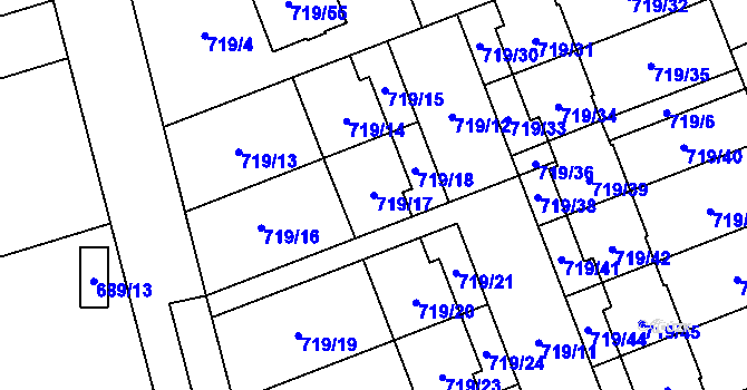 Parcela st. 719/17 v KÚ Nemilany, Katastrální mapa