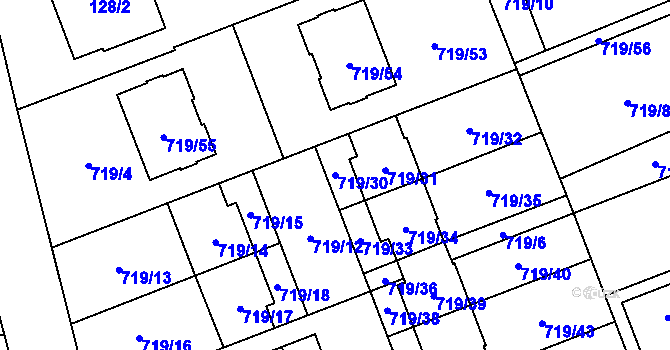 Parcela st. 719/30 v KÚ Nemilany, Katastrální mapa