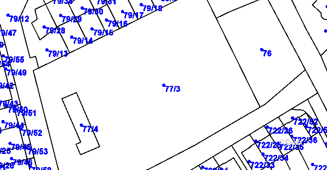 Parcela st. 77/3 v KÚ Nemilany, Katastrální mapa