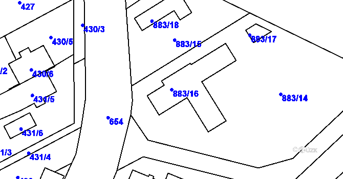 Parcela st. 883/16 v KÚ Nemilany, Katastrální mapa